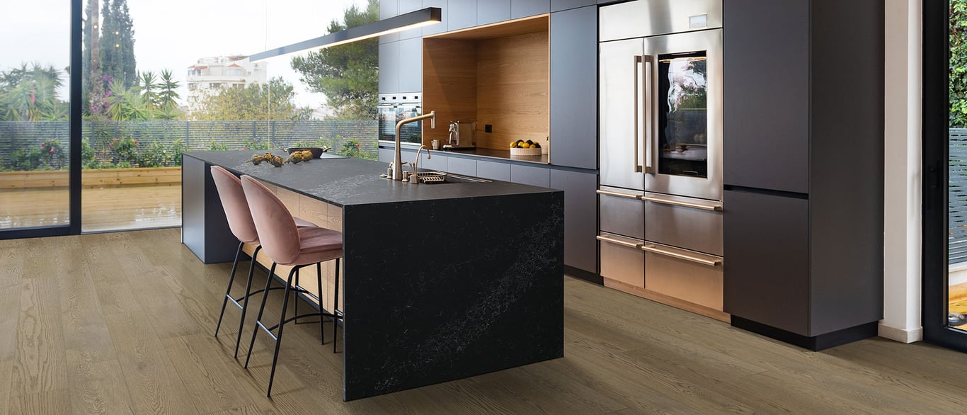 Midnight Corvo Quartz Countertop in Kitchen