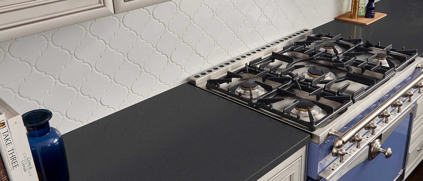 Midnight Majesty Concrete Quartz Countertop in Kitchen