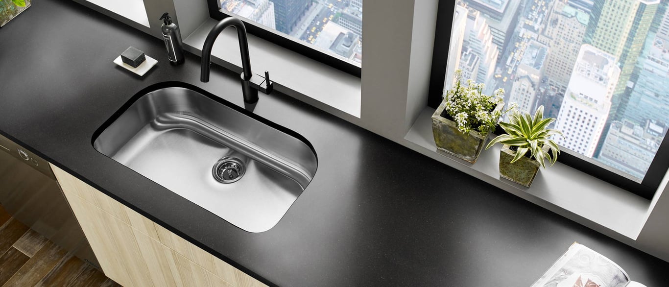 Midnight Majesty Quartz Countertop in Kitchen Sink