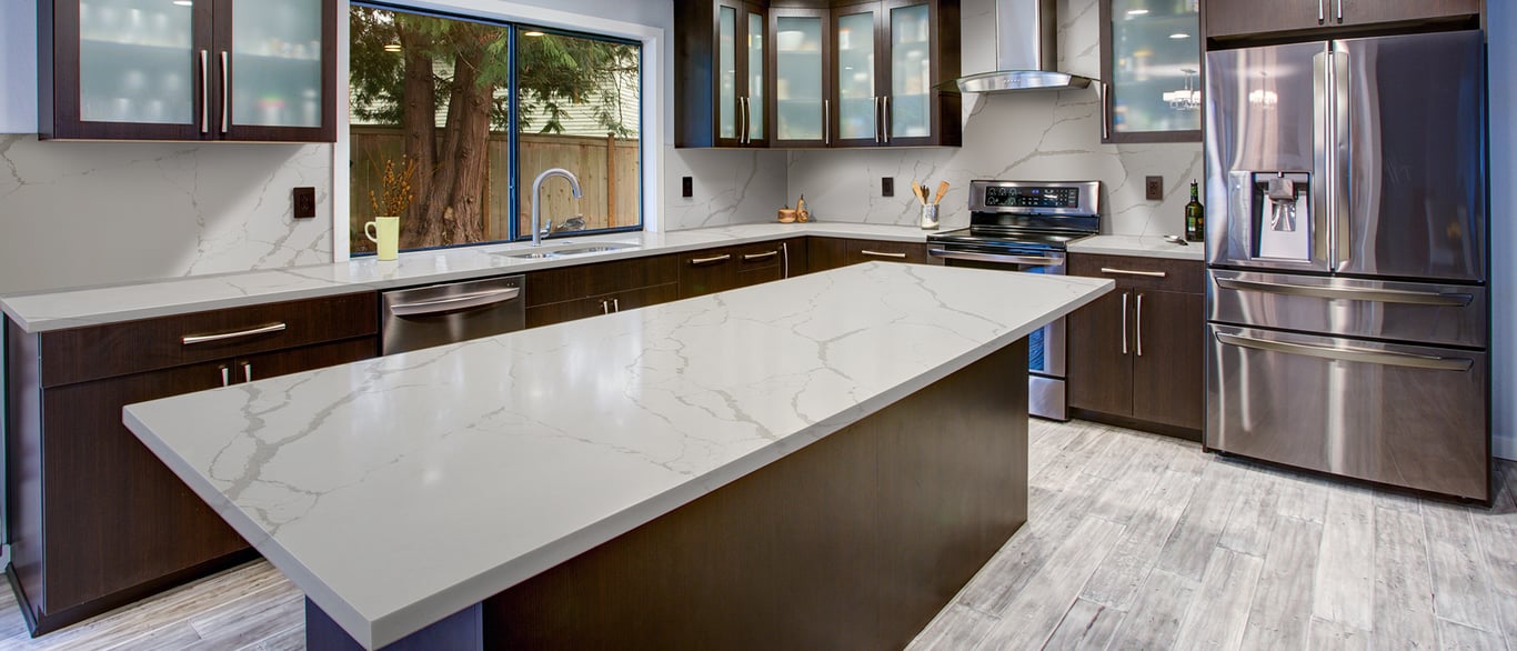New Calacatta Laza Quartz Countertop in Kitchen