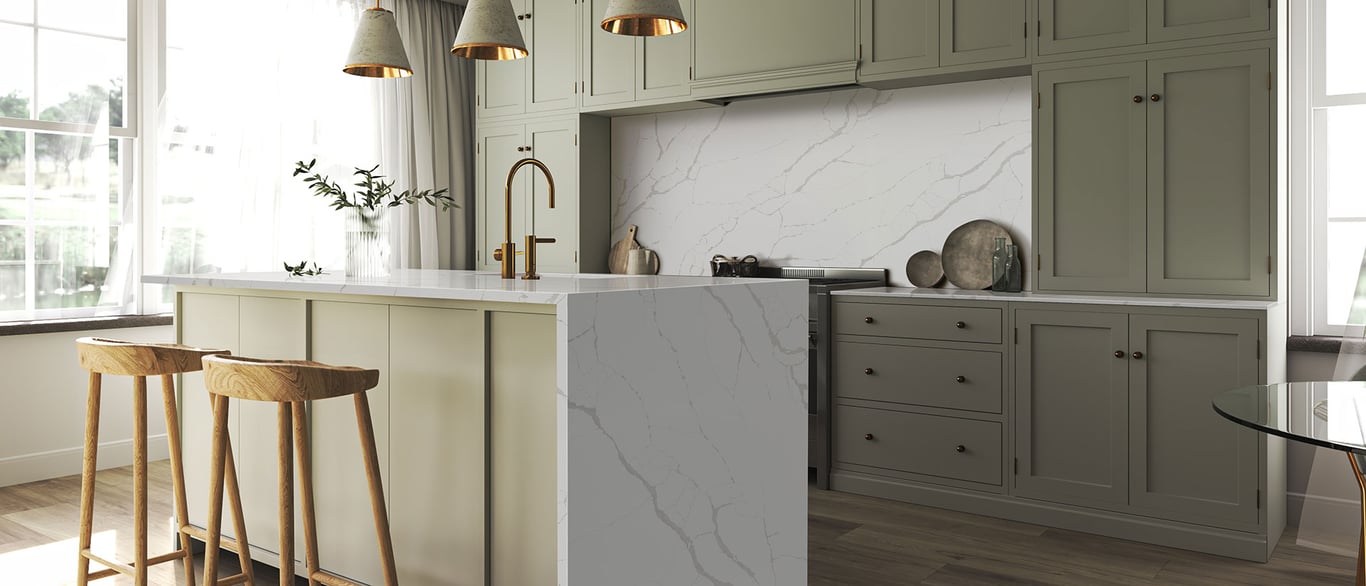 New Calacatta Laza Quartz Countertop in Kitchen