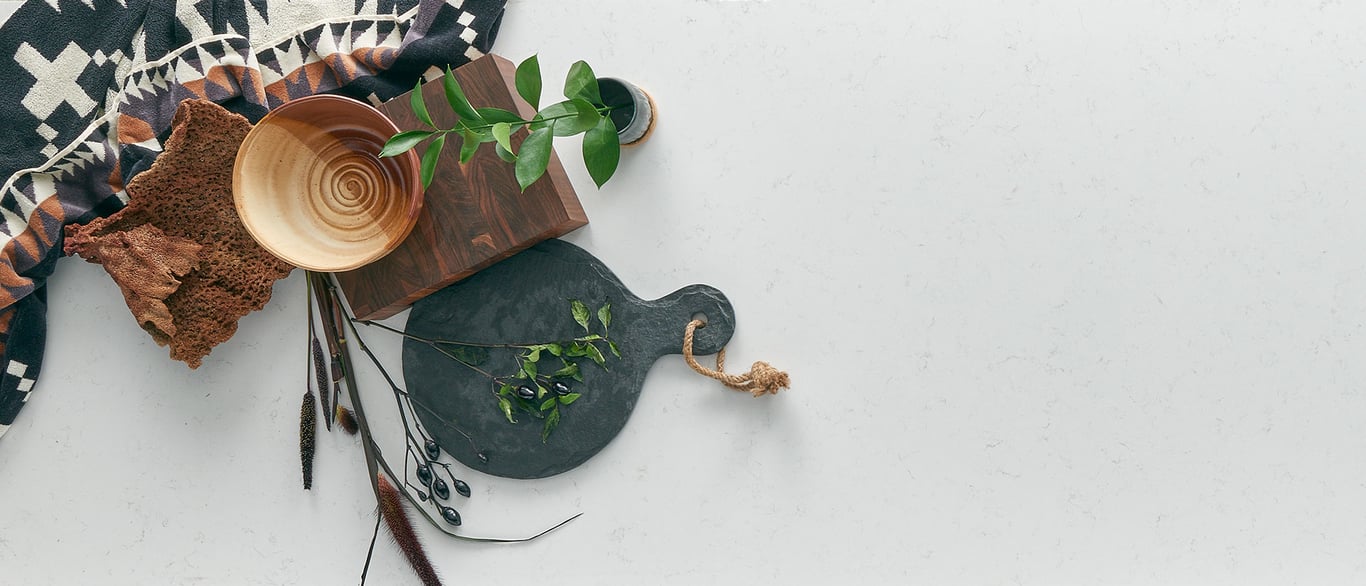 New Carrara Marmi Quartz Countertop with a Decorative Vignette