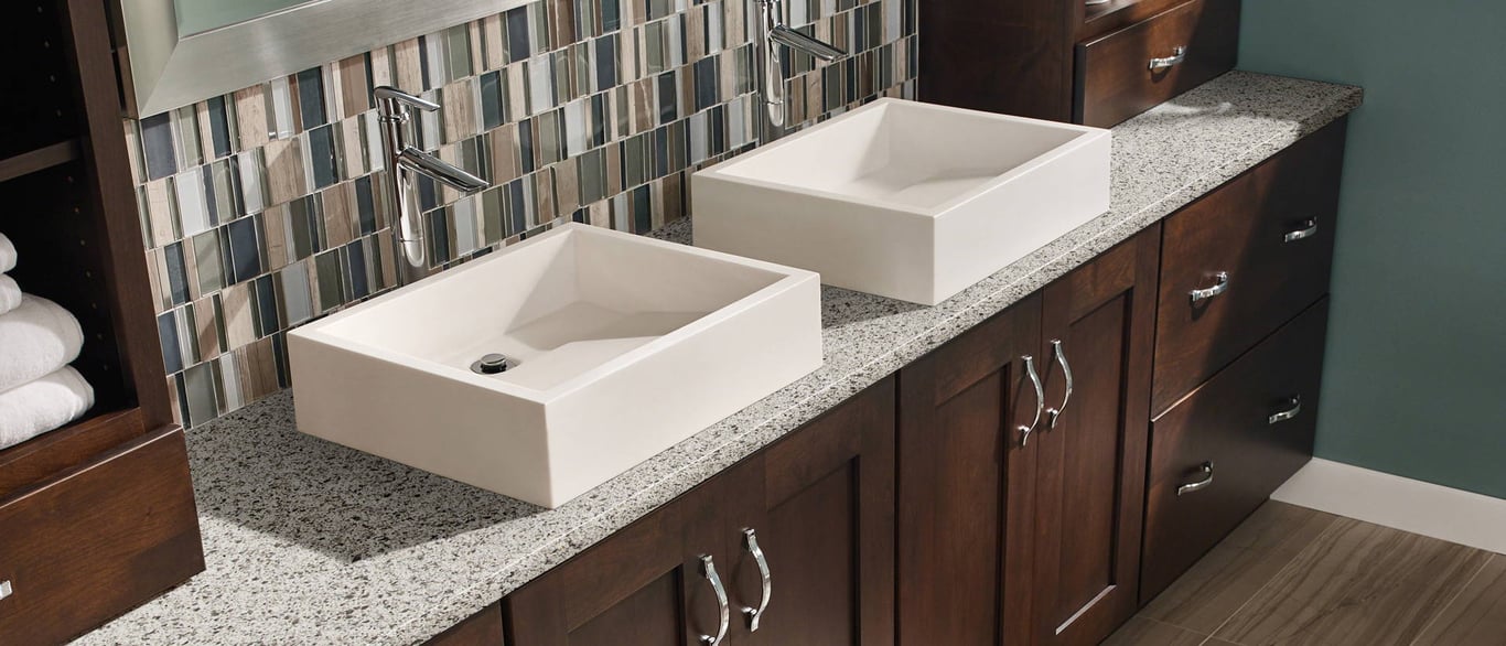 Peppercorn White Quartz Bathroom Counter