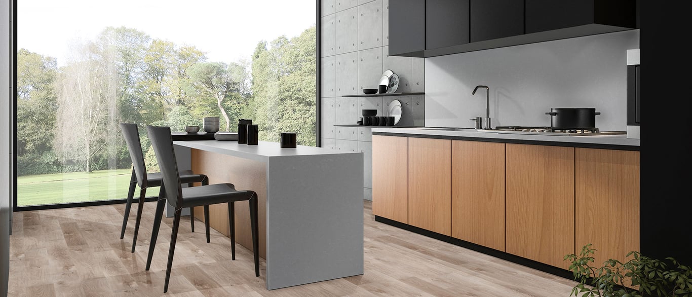 Smoked Pearl Quartz Countertop in Kitchen