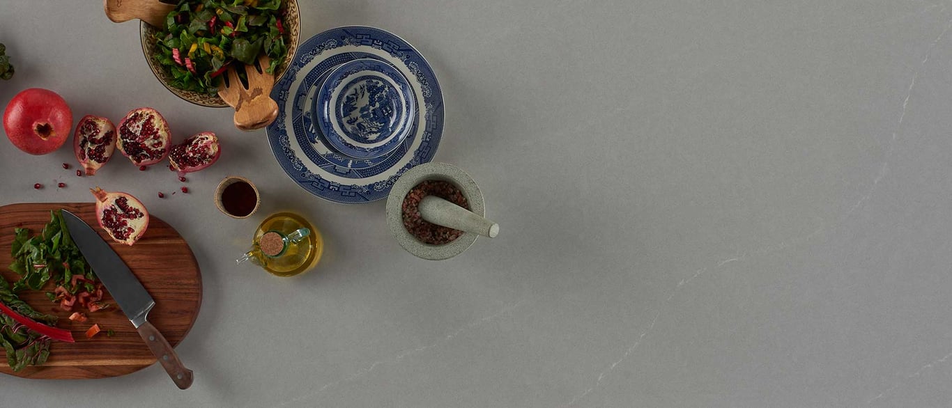 Soapstone Mist Quartz Countertop with a Culinary Vignette