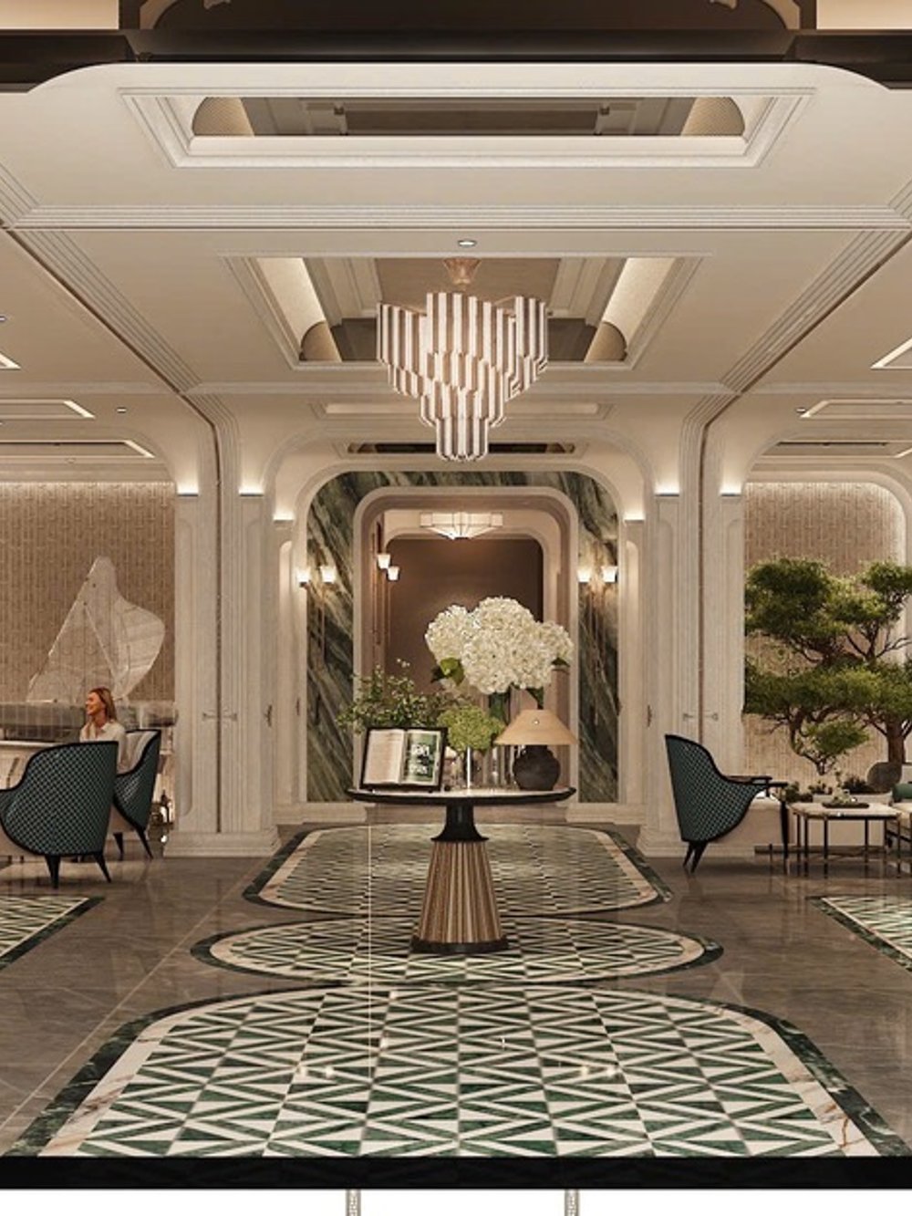 Art Deco lobby of Classyc Hàng Buồm