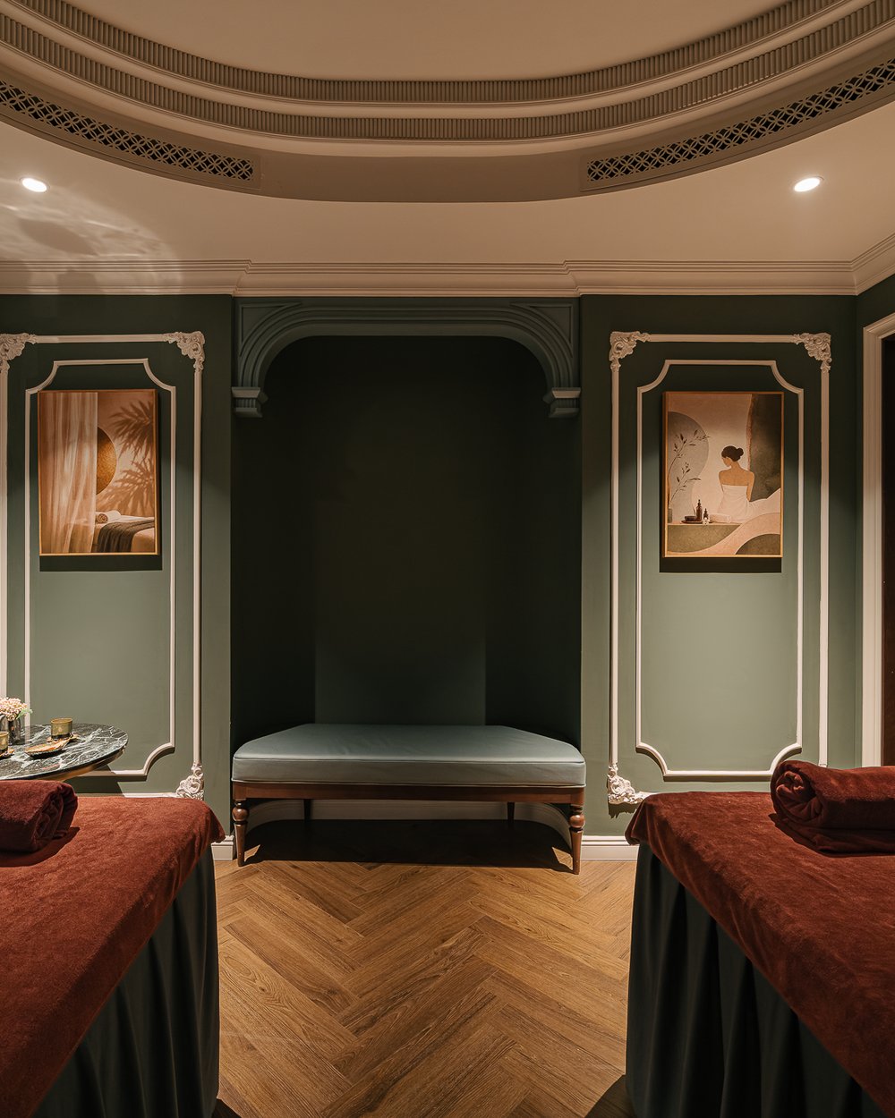 A private treatment room set for two