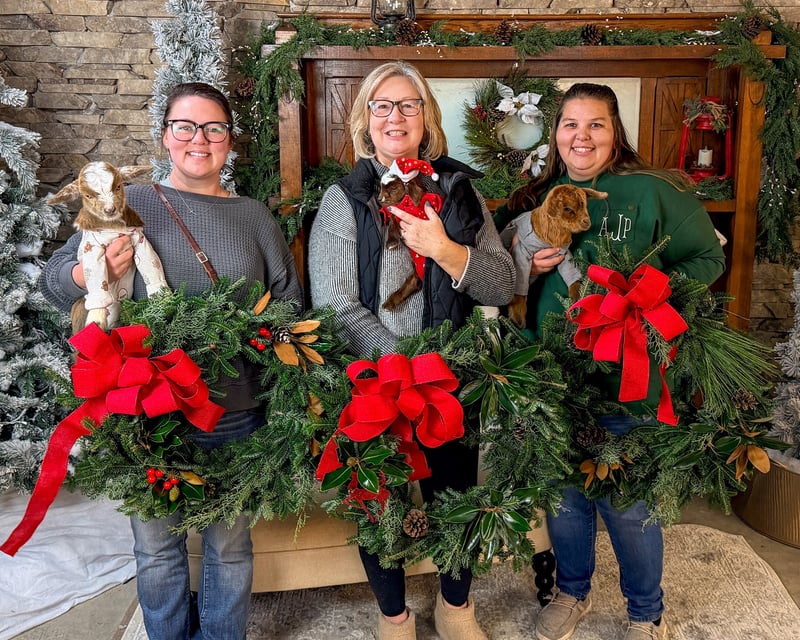 Christmas Wreath Making with Baby Goats Near Richmond