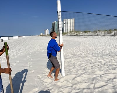 Play Beach Volleyball With Net Setup & Rental