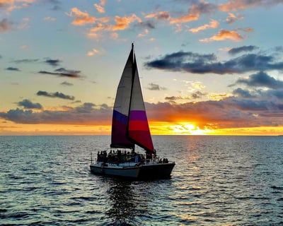 Maui Sunset Sail on a Floating Tiki Bar Catamaran