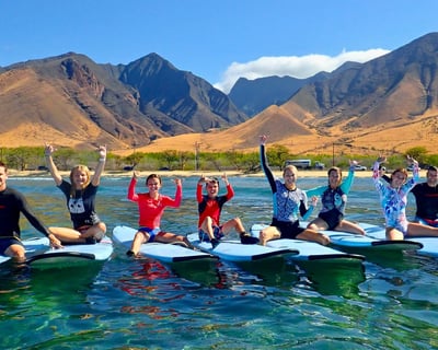 Large Family Surf Lesson at Ukumehame Beach