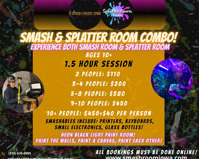 Neon Splatter & Smash Room Experience in Des Moines