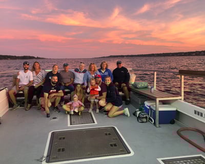 Sunset & Lighthouses from Working Lobster Boat