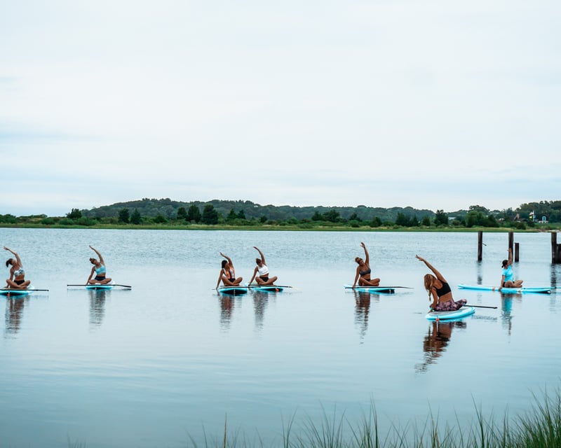 Stand-Up Paddleboard Yoga Class on Montauk Harbor