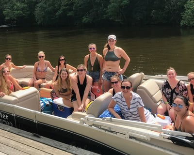 Pontoon Boat with Driver on Lake Delton