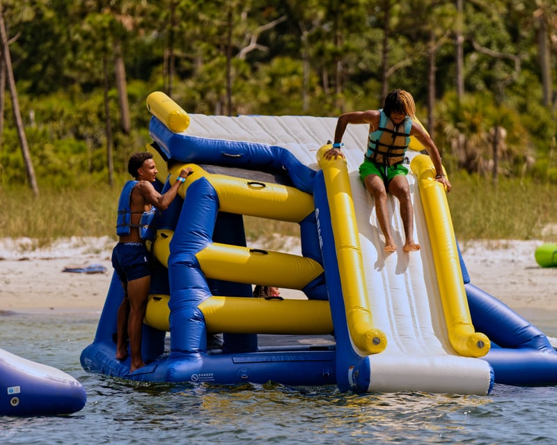 Cruise to Shell Island Inflatable Park & Dolphin Tour