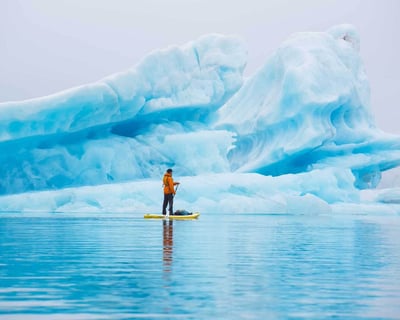 Fly to Bear Glacier Lagoon Paddleboard Tour in Seward