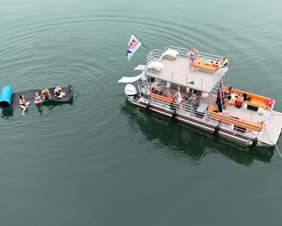 30-Foot Solid Craft Double-Decker Party Barge with Dueling Slides