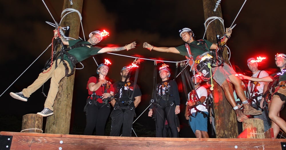 Night Zipline Adventure and Campfire S'Mores