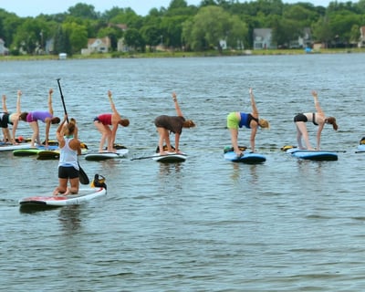 Paddleboard Yoga Class on Lake Monona