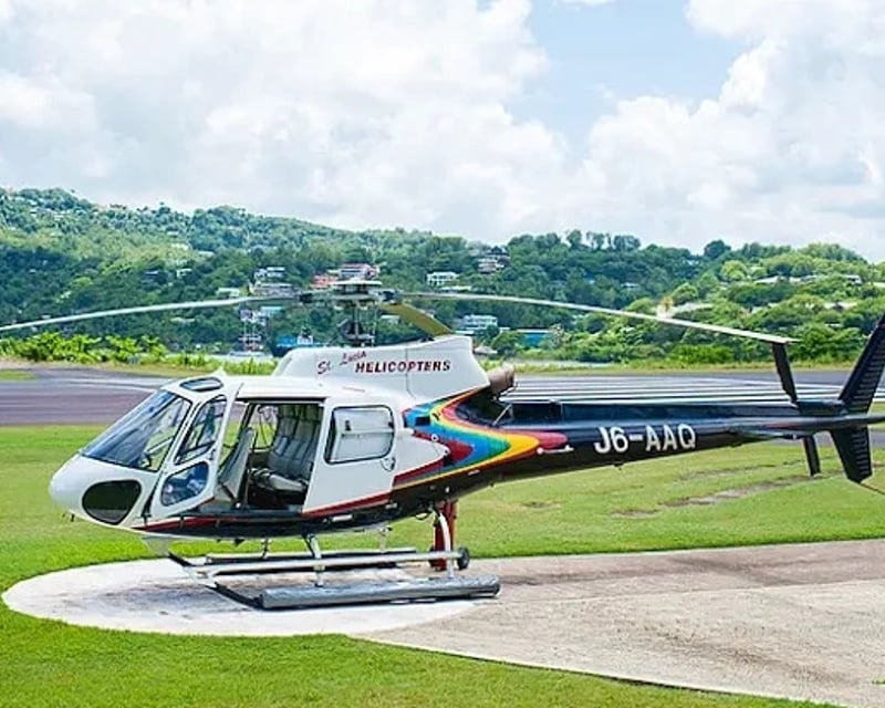St Lucia Helicopter Tour Over the Pitons & Drive-In Volcano