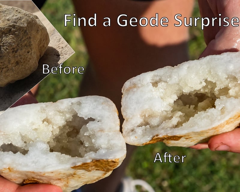 Crystal Geode Cutting at Cave Without a Name in Boerne