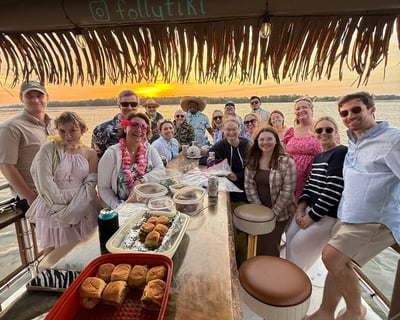 Cruise Folly River at Sunset on a Private Tiki Boat