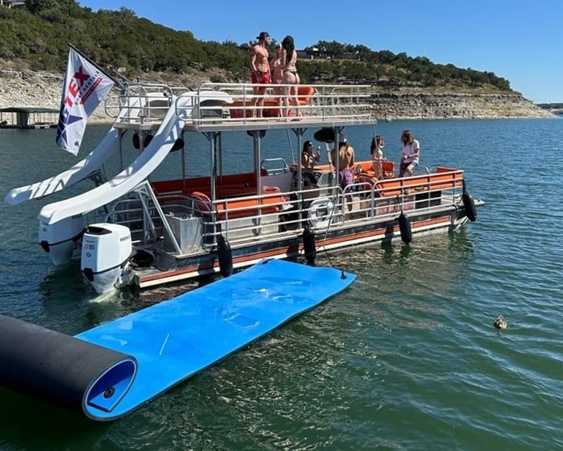 Double Decker Party Boat with Water Slides on Lake Travis