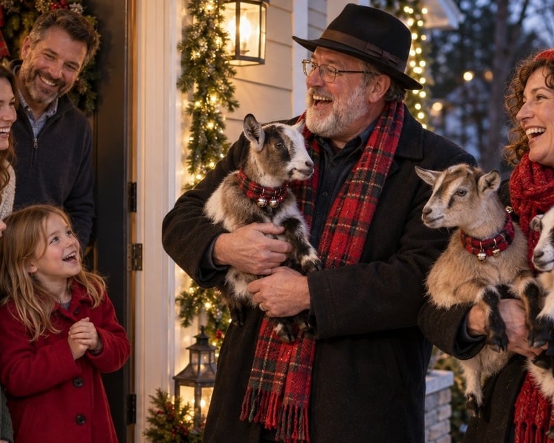 Christmas Caroling Baby Goat Visit in Richmond