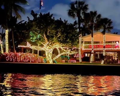 Cruise Fort Lauderdale Holiday Lights on a Pontoon