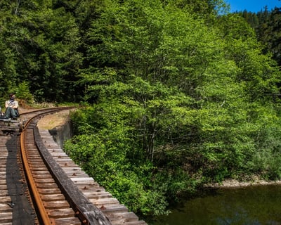 Ride Electric-Assist Railbikes Along Noyo River in Fort Bragg