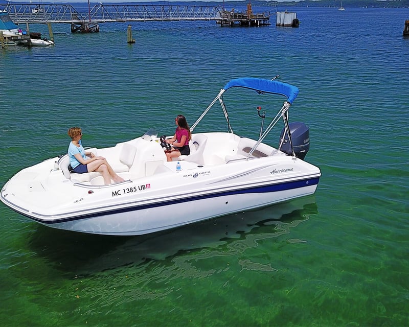19' Deck Boat Rental in Traverse City