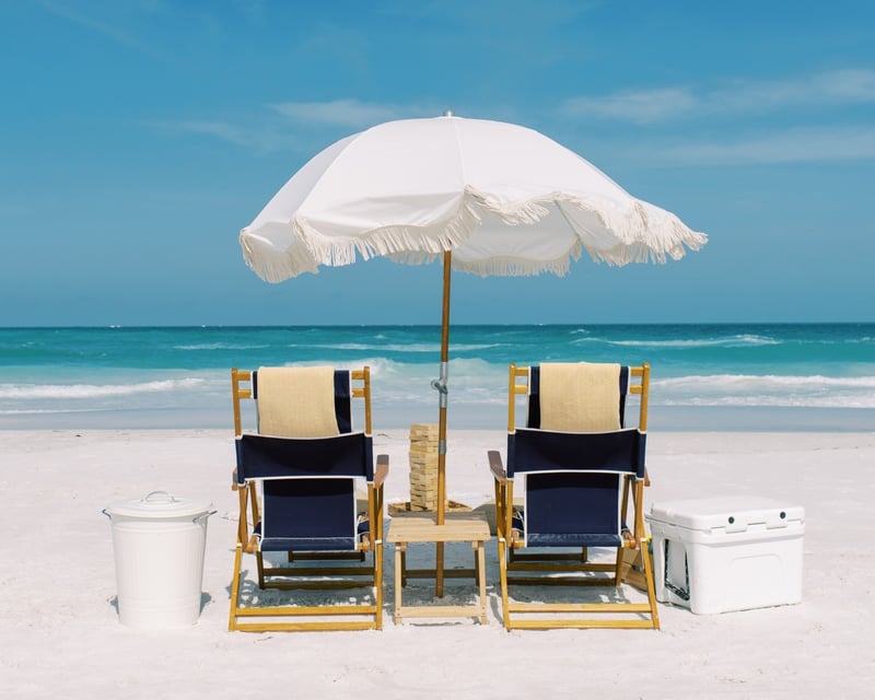 Beach Chair & Umbrella Setup for 2 on Anna Maria Island