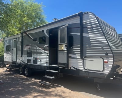 2018 Coleman 300TQ Trailer Rental, Delivered to Campsite