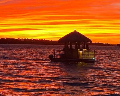 Pensacola Beach Sunset Cruise on a Floating Tiki Bar