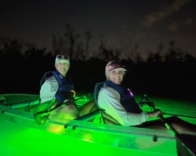 Clear Kayak Sunset to Secret Beach with LEDs