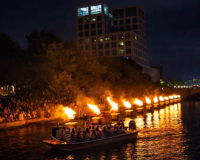Cruise WaterFire by Boat in Providence
