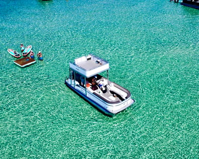 Cruise Crab Island & Destin Harbor by Pontoon With Slide