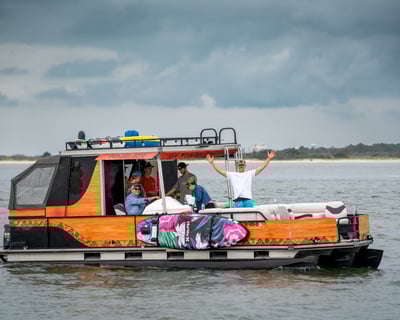 Bird Island Pontoon Tour with Paddleboard & BBQ