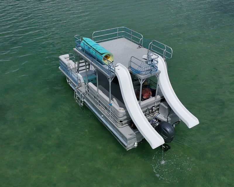 Double Slide Pontoon Boat Rental in Cudjoe Key