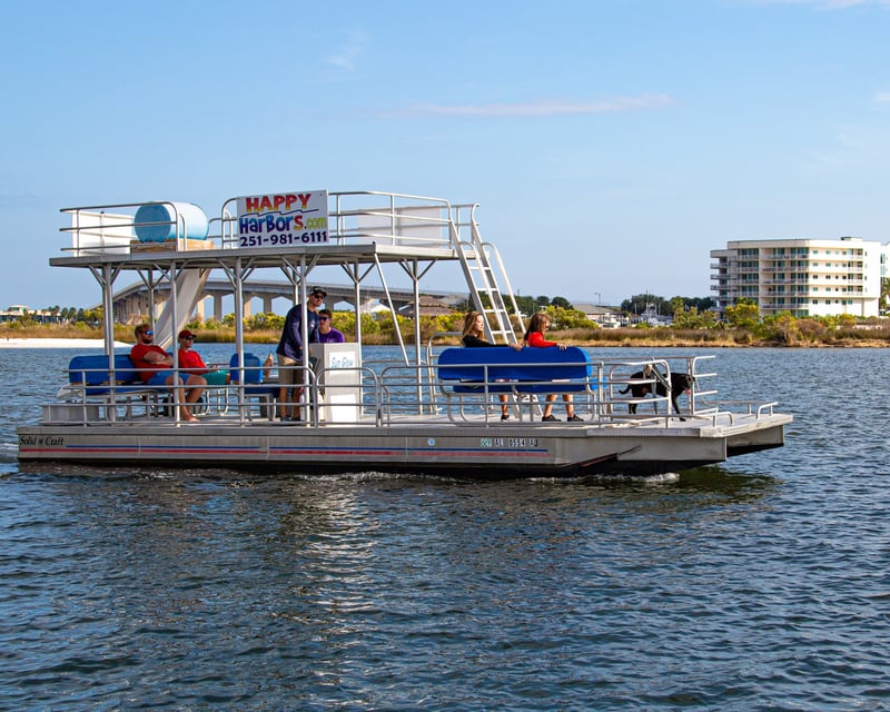 30' Double Deck Boat Rental with Slide in Orange Beach