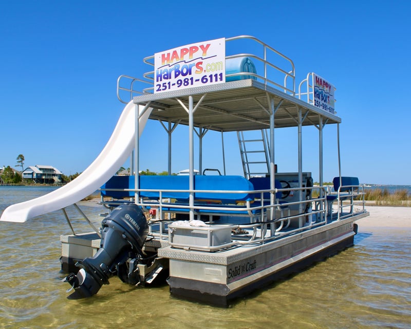 24' Double-Deck Boat Rental with Slide in Orange Beach