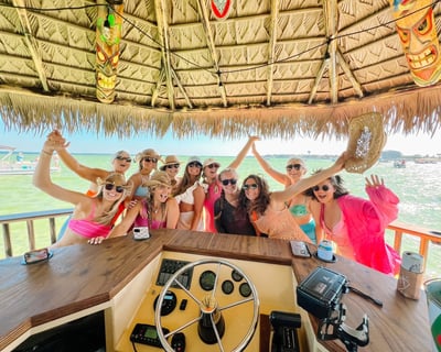 Private Tiki Boat Charter to Crab Island