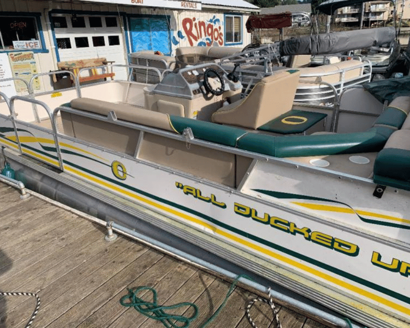 Oregon Duck-Themed Pontoon Boat Rental in Lakeside, OR
