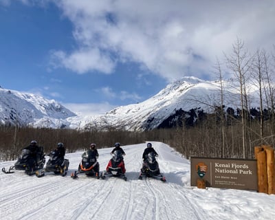 Snowmobile & Snowshoe Tour in Seward Backcountry