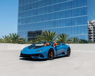 Blue Lamborghini Huracan Rental in Huntington Beach