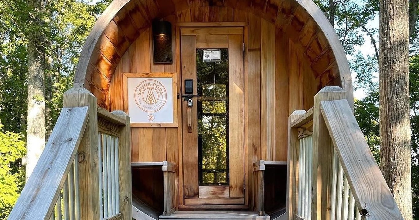 Hocking Hills Cedar Barrel Sauna with Views