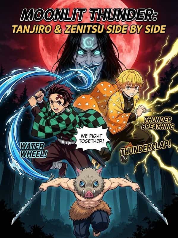 Moonlit Thunder: Tanjiro & Zenitsu Side by Side