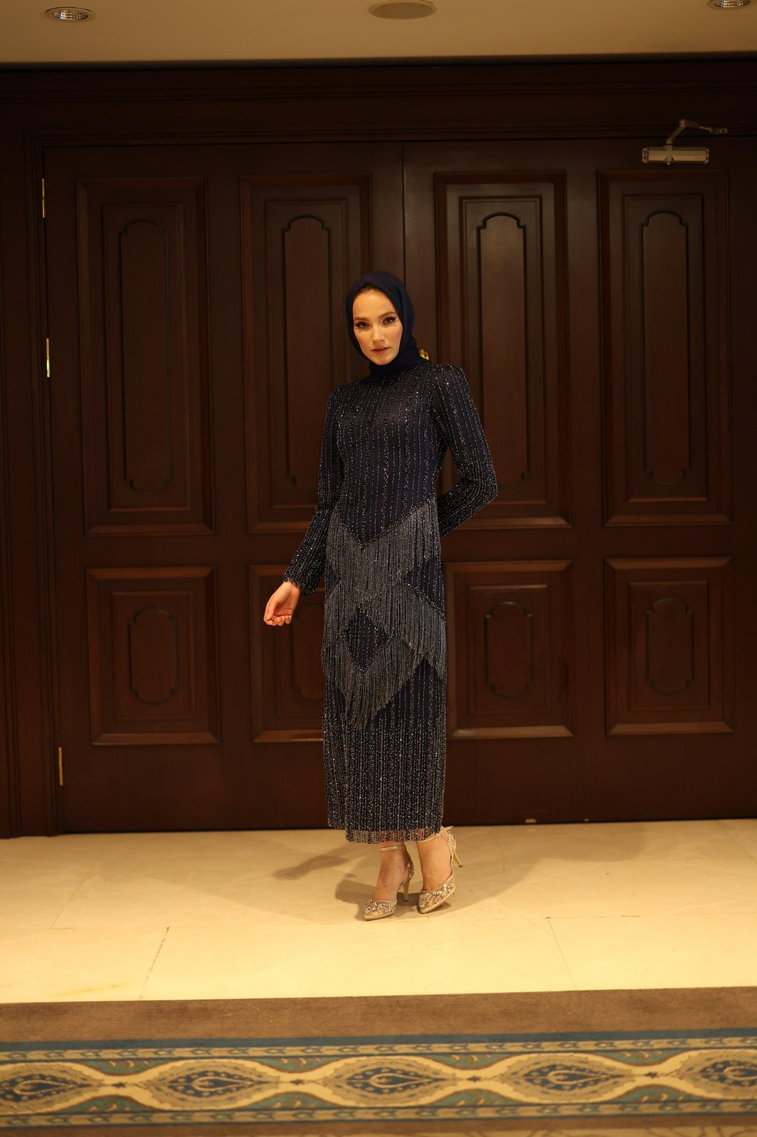 Rita Püsküllü Elbise - Lacivert