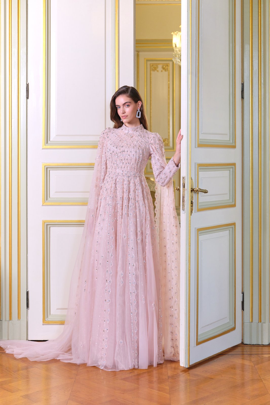 Begonia Kasnak İşlemeli Elbise - Pembe